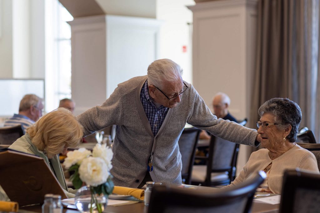 man chatting with women